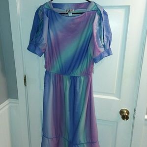 Vintage rare purple, blue, mint party dress sz 18